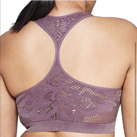Auden Laser Cut Seamless Purple Bralette Sz Large - Picture 2 of 7